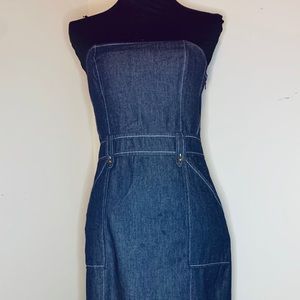 Sexy strapless denim dress